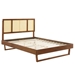 Kelsea Cane and Wood Full Platform Bed With Angular Legs - Walnut - MOD11716
