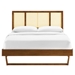 Kelsea Cane and Wood King Platform Bed With Angular Legs - Walnut - MOD11717
