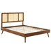 Kelsea Cane and Wood King Platform Bed With Splayed Legs - Walnut - MOD11719
