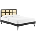 Sidney Cane and Wood King Platform Bed With Splayed Legs - Black - MOD11721