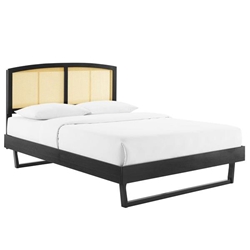 Sierra Cane and Wood King Platform Bed With Angular Legs - Black 