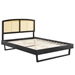 Sierra Cane and Wood King Platform Bed With Angular Legs - Black - MOD11724