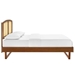 Sierra Cane and Wood King Platform Bed With Angular Legs - Walnut - MOD11725