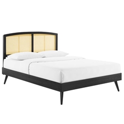 Sierra Cane and Wood King Platform Bed With Splayed Legs - Black 