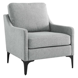 Corland Upholstered Fabric Armchair - Light Gray 