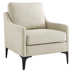 Corland Upholstered Fabric Armchair - Beige 