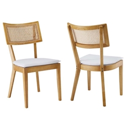 Caledonia Fabric Upholstered Wood Dining Chair Set of 2 - Natural White 