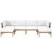 Clearwater Outdoor Patio Teak Wood 6-Piece Sectional Sofa - Gray White - Style A - MOD11910