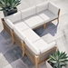 Clearwater Outdoor Patio Teak Wood 5-Piece Sectional Sofa - Gray White - MOD11911