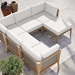 Clearwater Outdoor Patio Teak Wood 6-Piece Sectional Sofa - Gray White - Style C - MOD11923