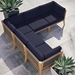 Clearwater Outdoor Patio Teak Wood 5-Piece Sectional Sofa - Gray Navy - MOD11924