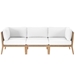 Clearwater Outdoor Patio Teak Wood Sofa - Gray White - MOD11940