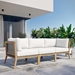 Clearwater Outdoor Patio Teak Wood Sofa - Gray White - MOD11940