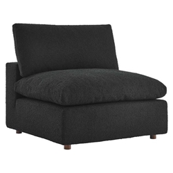 Commix Down Filled Overstuffed Boucle Fabric Armless Chair - Black 