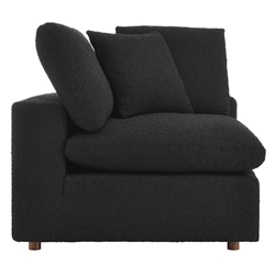 Commix Down Filled Overstuffed Boucle Fabric Corner Chair - Black 