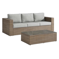 Convene Outdoor Patio 2-Piece Furniture Set - Cappuccino Gray 