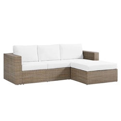 Convene Outdoor Patio L-Shaped Sectional Sofa - Cappuccino White 