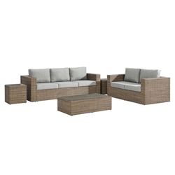 Convene Outdoor Patio 5-Piece Furniture Set - Cappuccino Gray 