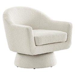 Astral Boucle Fabric Swivel Chair - Ivory 