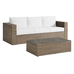 Convene Outdoor Patio 2-Piece Furniture Set - Cappuccino White 