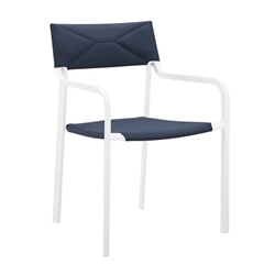 Raleigh Stackable Outdoor Patio Aluminum Dining Armchair - White Navy 