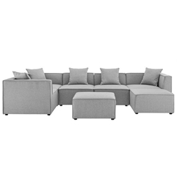 Saybrook Outdoor Patio Upholstered 7-Piece Sectional Sofa - Gray 