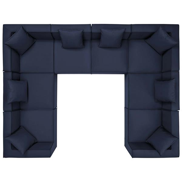 Saybrook Outdoor Patio Upholstered 8-Piece Sectional Sofa - Navy 