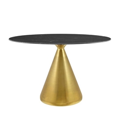 Tupelo 48" Oval Artificial Marble Dining Table - Gold Black 