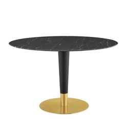 Zinque 47" Artificial Marble Dining Table - Gold Black 