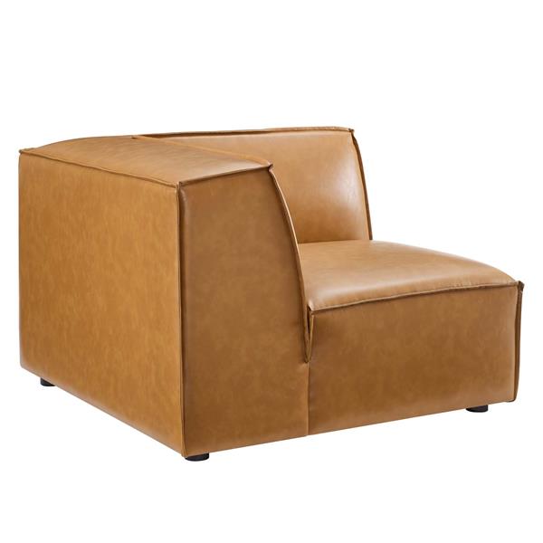 Restore Vegan Leather Sectional Sofa Corner Chair - Tan 