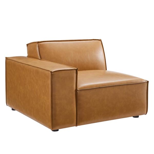 Restore Left-Arm Vegan Leather Sectional Sofa Chair - Tan 