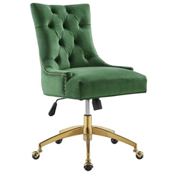 Regent Tufted Performance Velvet Office Chair - Gold Emerald 
