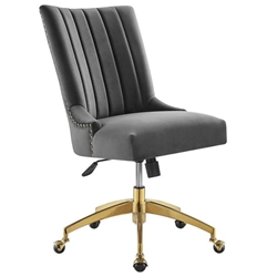 Empower Channel Tufted Performance Velvet Office Chair - Gold Gray 
