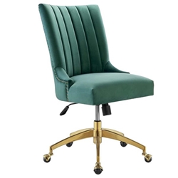 Empower Channel Tufted Performance Velvet Office Chair - Gold Teal 