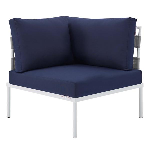 Harmony Sunbrella® Outdoor Patio Aluminum Corner Chair - Gray Navy 