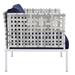 Harmony Sunbrella® Basket Weave Outdoor Patio Aluminum Armchair - Taupe Navy - MOD12150