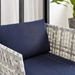 Harmony Sunbrella® Basket Weave Outdoor Patio Aluminum Armchair - Taupe Navy - MOD12150