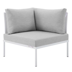 Harmony Sunbrella® Outdoor Patio All Mesh Corner Chair - White Gray 