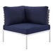 Harmony Sunbrella® Basket Weave Outdoor Patio Aluminum Corner Chair - Tan Navy - MOD12155