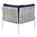 Harmony Sunbrella® Basket Weave Outdoor Patio Aluminum Corner Chair - Taupe Navy - MOD12157