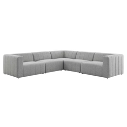 Bartlett Upholstered Fabric 5-Piece Sectional Sofa - Light Gray 