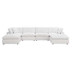 Commix Down Filled Overstuffed 6-Piece Sectional Sofa - Pure White - Style B 