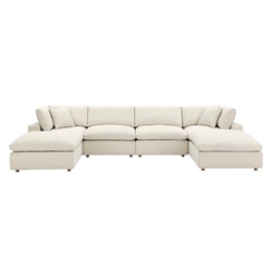 Commix Down Filled Overstuffed 6-Piece Sectional Sofa - Light Beige - Style B 