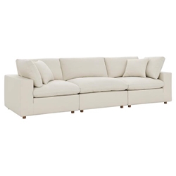 Commix Down Filled Overstuffed 3 Piece Sectional Sofa Set - Light Beige 