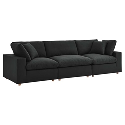 Commix Down Filled Overstuffed 3 Piece Sectional Sofa Set - Black 