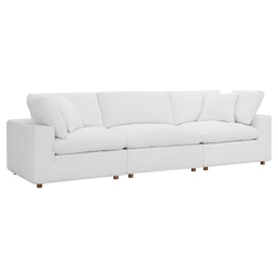 Commix Down Filled Overstuffed 3 Piece Sectional Sofa Set - Pure White 
