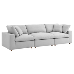 Commix Down Filled Overstuffed 3 Piece Sectional Sofa Set - Light Gray 