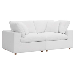 Commix Down Filled Overstuffed 2 Piece Sectional Sofa Set - Pure White 