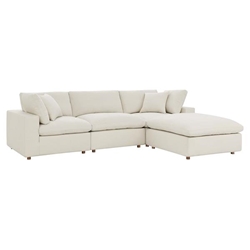 Commix Down Filled Overstuffed 4 Piece Sectional Sofa Set - Light Beige - Style A 