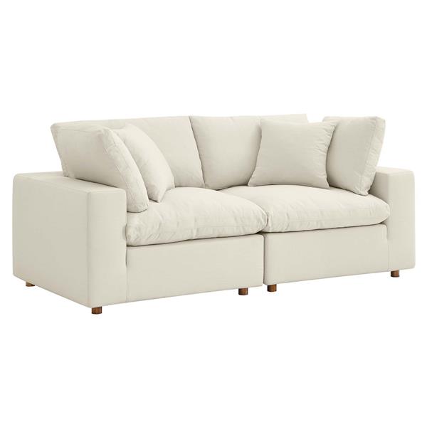 Commix Down Filled Overstuffed 2 Piece Sectional Sofa Set - Light Beige 